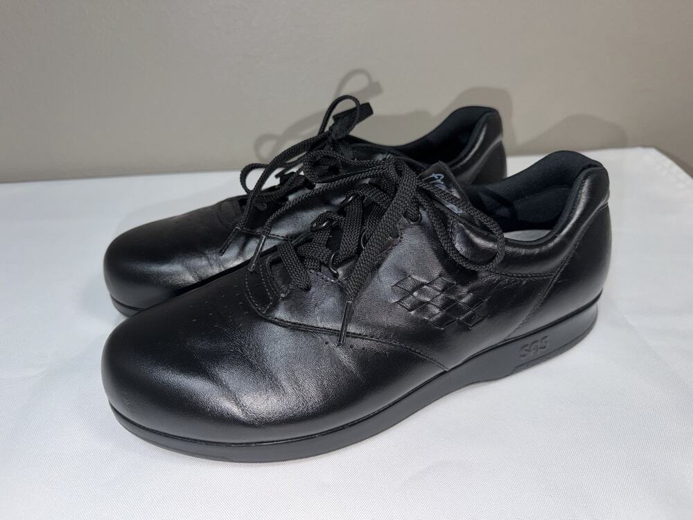 SAS Free Time Comfort Walking Shoes Women's 9.5 N Narrow Black Leather Sneakers